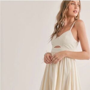 Spaghetti Strap Cream Cutout Maxi Dress